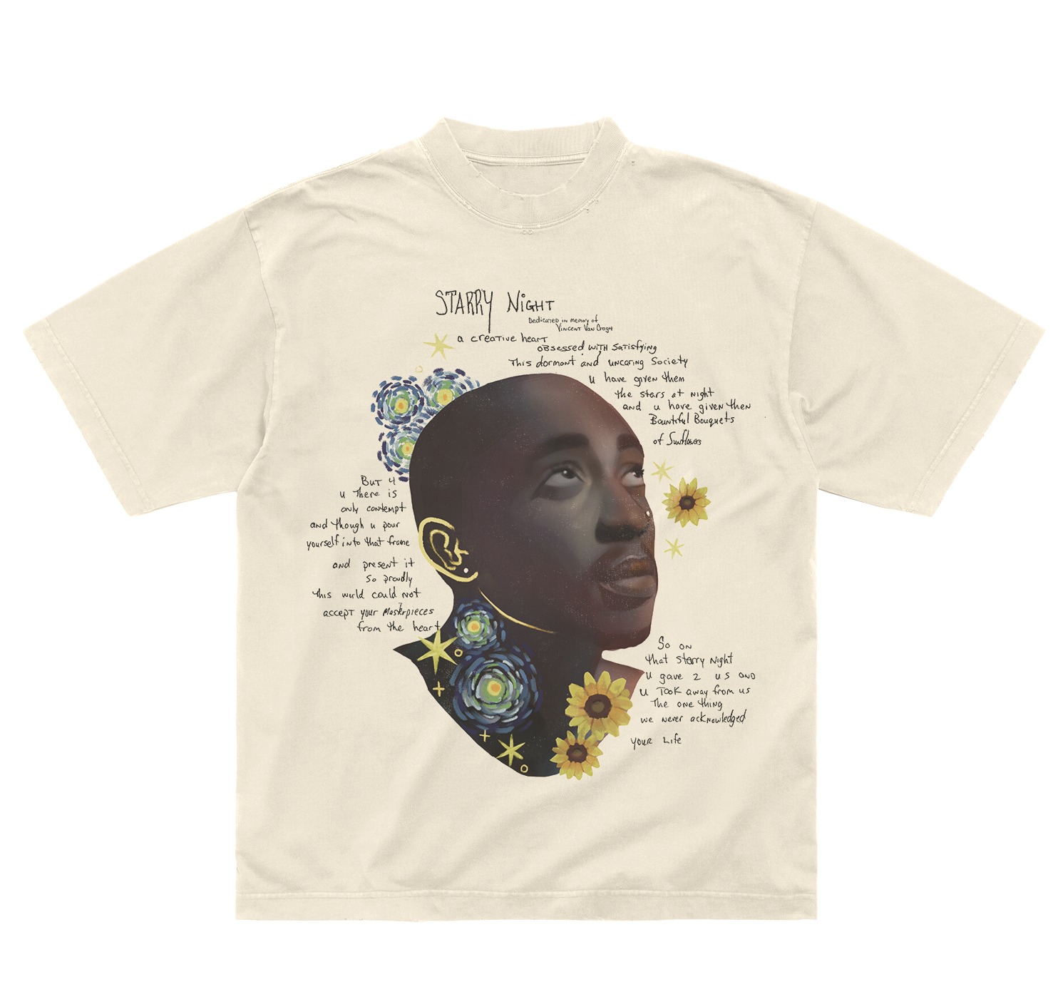 Starry Night Beige Tee - 2PAC Official Store