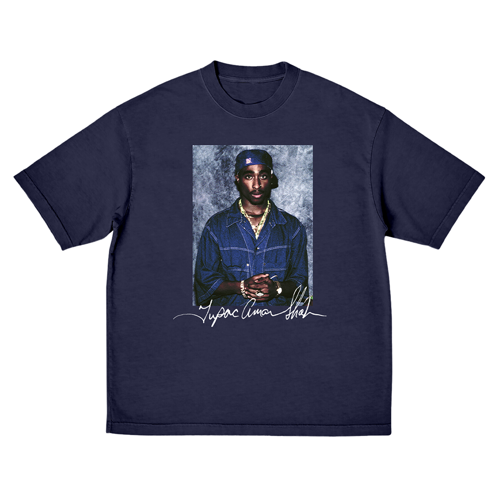 Portrait Navy Blue T-Shirt 2PAC Official Store