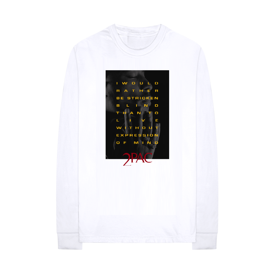 Expression of Mind Longsleeve T-shirt (White) - Apparel 2PAC OFFICIAL MERCHANDISE STORE - T-SHIRT - ALBUMS - LYRICS - CHANGES - MOVIE - MERCH - QUOTES - TUPAC - POEMS - POETRY