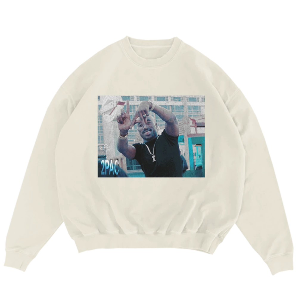 2Pac Photo Tan Crewneck