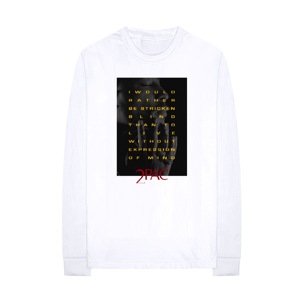 Expression of Mind Longsleeve T-shirt (White) - Apparel 2PAC OFFICIAL MERCHANDISE STORE - T-SHIRT - ALBUMS - LYRICS - CHANGES - MOVIE - MERCH - QUOTES - TUPAC - POEMS - POETRY